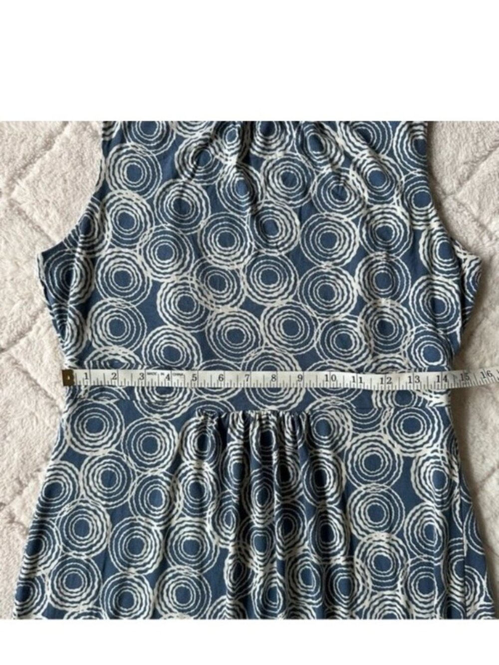 Boden | Blue Circle Print Jersey Knit Dress | Size 10L - Picture 12 of 13